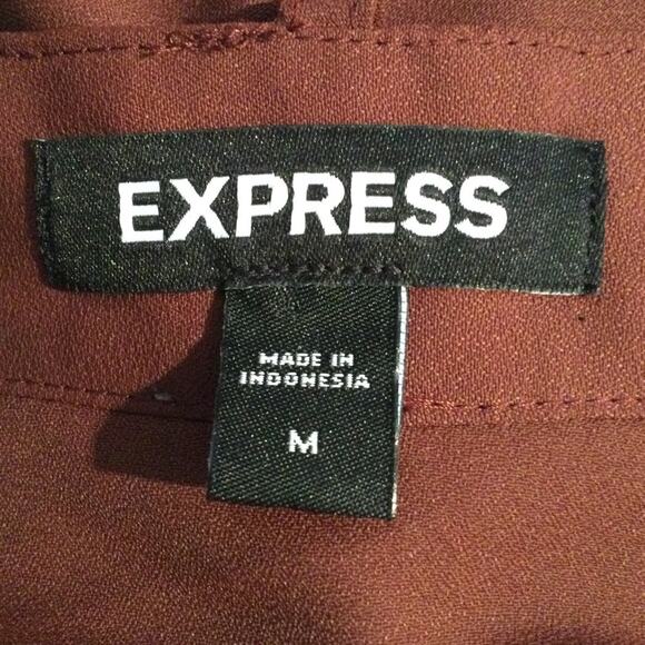 EXPRESS Portofino Balloon Sleeve Button down Blouse Medium missing scarf - Picture 5 of 8